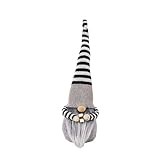 Generic Greyhound Statue Christmas Striped Dolls Decorate Santa Coffee Dwarf Faceless Doll Handmade Christmas Ornament (Grey, 11x9x38cm)