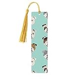 English Bulldog Faces Print Wooden Bookmark Colorful Tassel Bookmarks Ornaments for Crafts, Christmas,Wedding