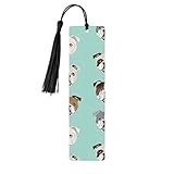 English Bulldog Faces Print Wooden Bookmark Colorful Tassel Bookmarks Ornaments for Crafts, Christmas,Wedding