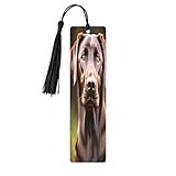 Brown Labrador Retriever Print Wooden Bookmark Colorful Tassel Bookmarks Ornaments for Crafts, Christmas,Wedding