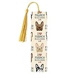 I Love French Bulldog Print Wooden Bookmark Colorful Tassel Bookmarks Ornaments for Crafts, Christmas,Wedding