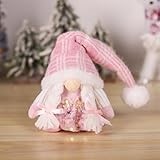 Generic Pug Statues Outdoor Christmas Ornaments Sequined Knitted Hat Dwarf Doll Couple Christmas Ornaments Phone Christmas Ornament (B, 17x8x5cm)