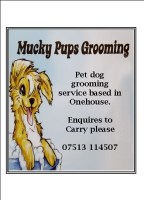 Mucky Pups Grooming Onehouse. Suffolk Logo 