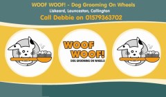 Woof Woof! - Dog Grooming On Wheels Plymouth Devon Logo 