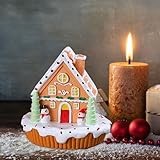 Generic Chihuahua Sculpture Christmas Candy Decorations Dessert Christmas Mini Snow Covered Christmas Figurine Log Cabin Christmas Ornaments Candy Christmas Village Table Chicken (Orange, 10.5x10.5cm