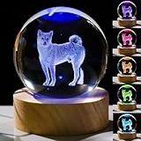 3D Shiba Inu Gifts for Women - Crystals Ball 60mm - Shiba Inu Figurines Decor Glass Animals Figurine - Birthday, Lovers Keepsake Paperweight