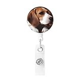 Badge Reel with Key Ring Cute Beagle Printed Retractable Badge Holder for Women Men Id Badge Holder Id Card Holders with Clip for Office Doctor Nurse