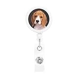 ovely Pet Dog Beagle Printed Retractable Badge Holder ID Card Key Holder with Belt Clip Key Ring for Name Card Keychain