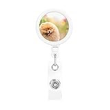 Pomeranian Printed Retractable Badge Holder ID Card Key Holder with Belt Clip Key Ring for Name Card Keychain