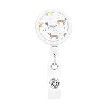 Badge Reel with Key Ring Cute Dachshund Dog Printed Retractable Badge Holder for Women Men Id Badge Holder Id Card Holders with Clip for Office Doctor Nurse