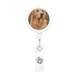 Evanem Retractable Badge Holders for Work Badge Clip with Key Ring Golden Retriever Print Badge Holder for Nurse Badge Reel for Man Woman Id Card Holders Badge Reel for Office Doctor