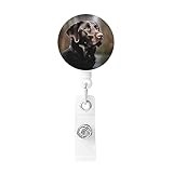 Evanem Badge Reel with Key Ring Labrador Retriever Print Id Badge Holder for Nurse Retractable Badge Clip for Women Men Id Card Holders with Clip for Work Office