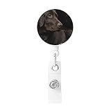 Retractable Badge Holder with Key Ring Brown Labrador Retriever Print Badge Reel for Nurse Badge Clip with Backing Belt Clip for Women Men Id Card Holders for Work Office