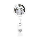 Badge Reel with Key Ring Bichon Frise Printed Retractable Badge Holder for Women Men Id Badge Holder Id Card Holders with Clip for Office Doctor Nurse