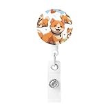Badge Reel Retractable Badge Holders with 360° Swivel Alligator Clip and Key Ring Cute Shiba Inu Dog Print Cute Badge Clip Funny Id Card Holders for Office Worker Nurse Teacher