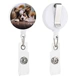 VFMKT Papillon Lying On Tummy Retractable Badge Reels with Clip and Key Ring Cute Id Card Badge Holder Decorative Nursing Name Badge Holder for Office Worker Doctor, Style