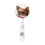 OHWODA Papillon in The Box Printed Retractable Badge Holder, Plastic Badge Reel with Key Ring Back Strap Holder