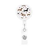 Badge Reel with Key Ring Romantic Dachshunds Printed Retractable Badge Holder for Women Men Id Badge Holder Id Card Holders with Clip for Office Doctor Nurse