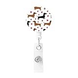 Badge Reel with Key Ring Romantic Dachshunds Printed Retractable Badge Holder for Women Men Id Badge Holder Id Card Holders with Clip for Office Doctor Nurse
