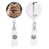 VFMKT Pomeranian Dog Retractable Badge Reels with Clip and Key Ring Cute Id Card Badge Holder Decorative Nursing Name Badge Holder for Office Worker Doctor, Style