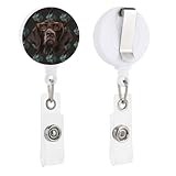 VFMKT German Shorthaired Pointer in Glasses Retractable Badge Reels with Clip and Key Ring Cute Id Card Badge Holder Decorative Nursing Name Badge Holder for Office Worker Doctor, Style
