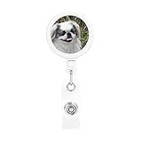 Pekingese Dog Printed Retractable Badge Holder ID Card Key Holder with Belt Clip Key Ring for Name Card Keychain