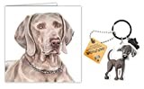Weimaraner Dog Gift Bundle - 2 Items - Quality Waggy Dogz Greetings Card & H&H Fun Character Key Ring