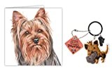 WaggyDogz Yorkshire Terrier Dog Gift Bundle - 2 Items - Quality Greetings Card & H&H Fun Character Key Ring