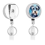 Jack Russell Terrier Retractable Badge Holder Metal Badge Reel ID Card Holder Key Ring with Belt Clip