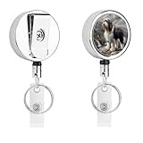 Bearded Collie Retractable Badge Holder Metal Badge Reel ID Card Holder Key Ring with Belt Clip
