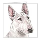 Bull Terrier White Dog Gift Bundle - 2 Items - Quality Waggy Dogz Greetings Card & H&H Fun Character Key Ring