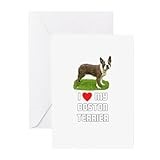 CafePress I Love My Boston Terrier Greeting Card (10-pack), Note Card with Blank Inside, Birthday Card Matte