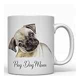 Pug dog Mum mug with hand drawn Pug - 11oz mug perfect for dog lovers