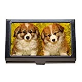 Business Name Card Holder,Puppies The Pembroke Welsh Corgi Pet Darling,Business Card Case Stainless Steel
