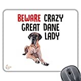 Coralgraph Inc CP565 Beware Crazy Great Dane Lady Novelty Gift Printed PC Laptop Computer Mouse Mat Pad