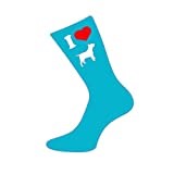 I Love English Bull Terrier Womens Turquoise Socks