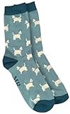 Purple Possum® Westie Dog Socks Mens Novelty Fun Dogs Blue Teal White West Highland Terriers Shoe Size 7 to 11