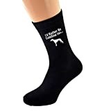 I'd Rather Be Cuddling my Greyhound with Dog Image Printed on Mens Black Socks, 6-12