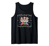 Xmas Tree Lights American Foxhound Dog in Christmas Socks Tank Top