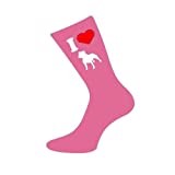 I Love Staffordshire Bull Terrier Womens Pink Socks