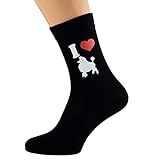 I Love Poodles Design Black Mens Socks UK Size 5-12(X6N086)