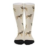 Novelty Crew Socks,Border Terrier Dogs Tan Casual Funny Dress Socks Mid Calf Sport Athletic Socks For Women Men