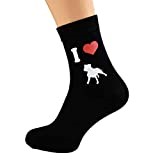GIFTSEARCH I Love Staffordshire Bull Terriers Dog Design Black Mens Socks X6N162
