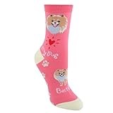 CTM Women's My Pup Crew Novelty Socks, Pomeranian