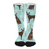 Novelty Crew Socks,Australian Kelpie Dog Red And Tan Kelpie Daisies Casual Funny Dress Socks Mid Calf Sport Athletic Socks For Women Men
