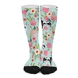 Novelty Crew Socks,Great Dane Florals Cute Casual Funny Dress Socks Mid Calf Sport Athletic Socks For Women Men