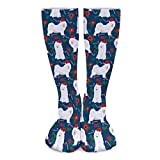 Sport Socks Samoyed Christmas Sled Dog Christmas Crew Athletic Socks Breathable Crew Socks Casual Calf Socks For Travel Sport Hiking 50cm