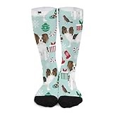 Novelty Crew Socks,Papillon Christmas Dogs Cute Casual Funny Dress Socks Mid Calf Sport Athletic Socks For Women Men