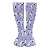 DISNIMOO Crew Athletic Socks Borzoi And Pawprints Sport Socks Casual Running Socks Funny Walking Socks For Sport Travel Work 50cm