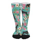 Novelty Crew Socks,Doberman Dog Doberman Pinscher Turquoise Casual Funny Dress Socks Mid Calf Sport Athletic Socks For Women Men